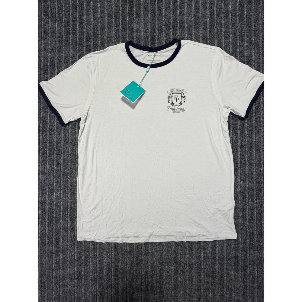 Posh Peanut Ringer Tee Women Small NWT Bamboo Casual Minimalist Loungewear